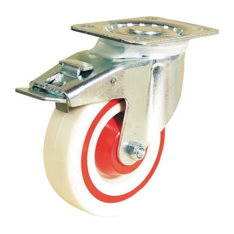 Roulette industrielle Pivotant avec frein Guitel Hervieu, Acier galvanisé, Ø 125mm, 200kg ( Prix pour 1 )
