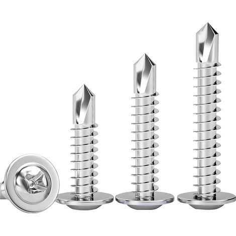 Vis Autotaraudeuses, 100 Pièces Vis à Tôle Autoperceuses en Acier Inoxydable, Fixation Tôle Bardage Métallique Chéneaux, M4.2 x 10 MM (1/5)