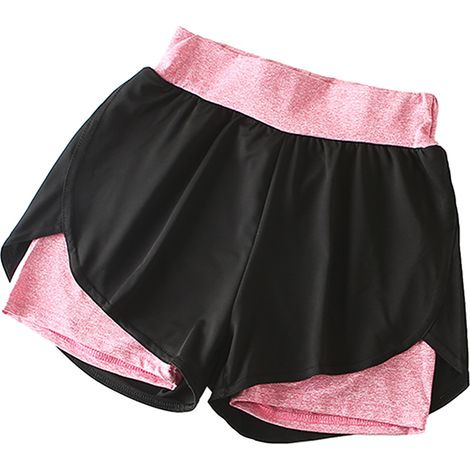 Short cycliste femme taille haute loose, séchage rapide pour yoga running, rouge rose XL (1/5)