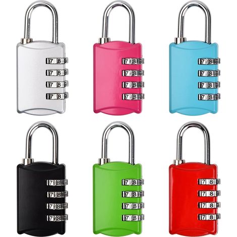 Lot de 6 cadenas 4 chiffres, Petit Cadenas à Code, Serrure Combinée pour Casier, Porte Cave, Jardin, Garage (6PCS) 6pcs - (1/5)