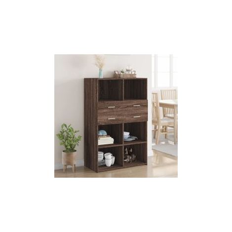 Buffet haut chêne marron 80x42,5x124 bois d'ingénierie (1/5)