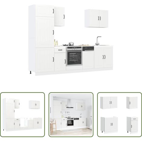 vidaXL Rangement cuisine - Ensemble d'armoires cuisine 7pcs Lucca blanc bois d'ingénierie (1/5)