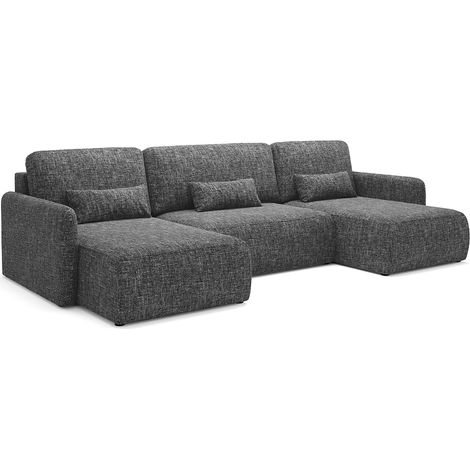 U-Sofa, 4-sitzig, umwandelbar, mit Bettkasten Lazare Dunkelgrau