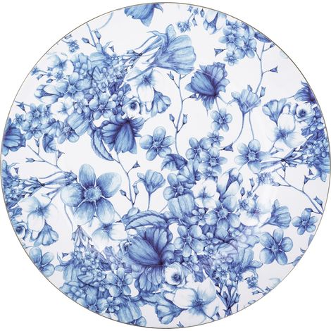 Support d'assiette, sous-assiette, 33 x 33 x 1,5 blanc bleu