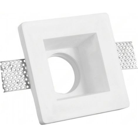 Support spot encastrable carré blanc en plâtre 120x120x60 mm pour LED GU10 et GU5.3