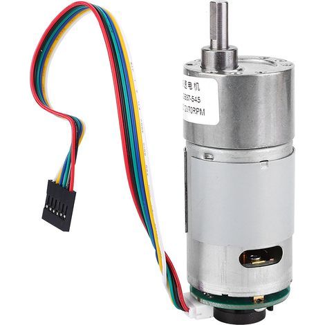 Motor de larga duración con codificador: de 10 a 1500 RPM. Velocidad ideal para cerraduras de puertas y barredoras inteligentes en todo tipo de materiales metálicos (24 V, velocidad 100). (1/5)