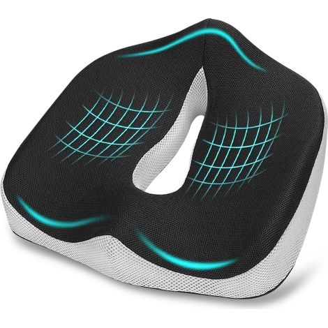 Coussin en Mousse à Mémoire Forme Siège, Coussin pour Chaise de Bureau, Coussin Lombaire, Coussin pour Chaises, Coussin pour Voiture, Coussin Orthopédique pour Le Coccyx, Housse Lavable, Gris (1/5)