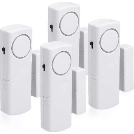 Alarme Porte et Fenêtre - Lot 4x Alarme Sans Fil Anti-Intrusion - Sécurité Maison Contre Cambriolage - Fonctionnement Magnétique - 100 dB
