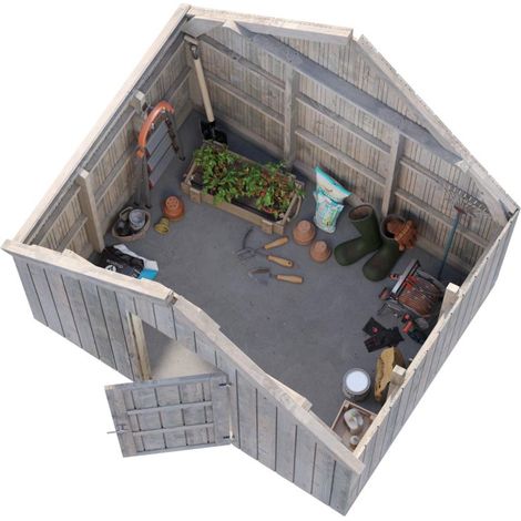 Abri de jardin en bois Emilia shed 4,0 m2 Autoclave Gris (1/4)