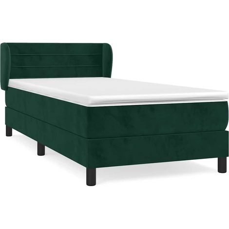 Maison Exclusive - Giroletto a Molle con Materasso Verde Scuro 90x190 cm Velluto (1/5)
