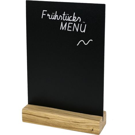 HMF 46452 Tischaufsteller Kreidetafel mit Holzfuß, DIN A5 Hochformat, Schwarz (1/5)