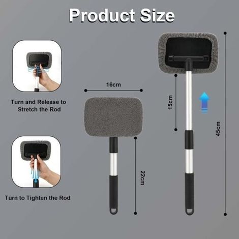 Brosse de Nettoyage de Voiture, Nettoyage de Pare-Brise avec Poignée Télescopique et 6 Tampons en Microfibre, Brosse de Extensible (1/3)