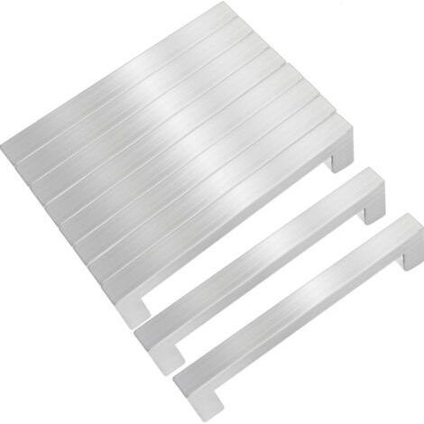 Lot de 10 poignées de meuble ,Espacement des trous de 96 mm,En acier inoxydable , Poignées de porte,Poignées carrées de cuisine (1/4)