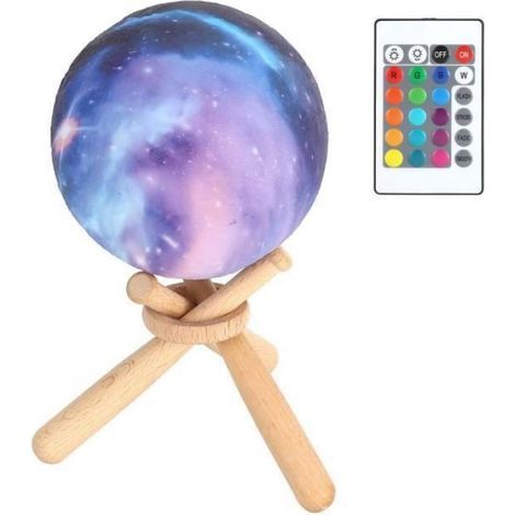 Lampe Lune LED 3.9in 3D 16 couleurs LED Moon Lamp Touch Télécommande RGBW Night Light Lampe de chevet pour la maison (1/4)