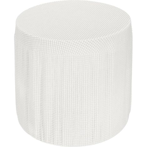 Housse De Pouf Rond, Protège-Pouf Élastique Housse De Protection De Meuble avec Bord Élastique pour Pouf Salon Chambre (Petit, Blanc) (1/5)