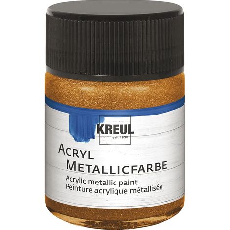 Acrylique Métallique, 50 ml verre en bronze doré, peinture acrylique à effet métallique à base d'eau, couvrante et crémeuse, séchage rapide et résistante à l'eau (1/4)