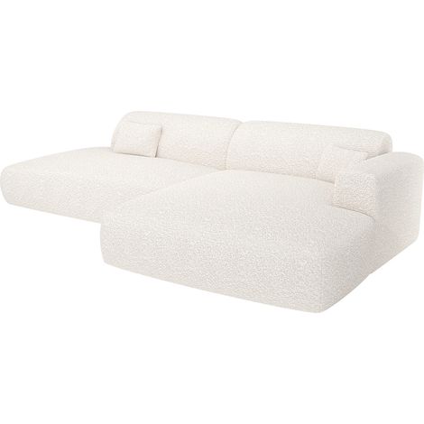 Canapé d'angle droit ouvert en tissu bouclette blanc POGNI de Maison Céphy (1/5)