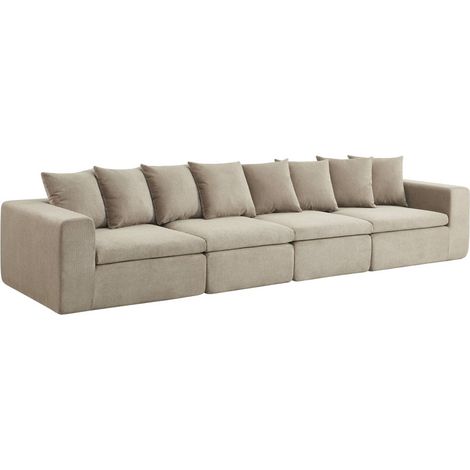 sweeek - Modulares 4-Sitzer Sofa mit Chenille-Bezug, Chenille, Dunkelbeige