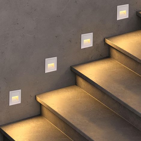 4x LED Éclairage d'escalier 3000K 3W Blanc chaud LED Applique murale encastrée Éclairage d'escalier pour l'intérieur, noir (1/5)