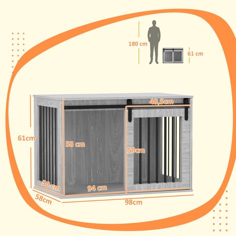Cage pour chien PawHut, usage domestique, niche verrouillable avec entrée, cage de transport avec porte coulissante, adapté aux animaux de compagnie,