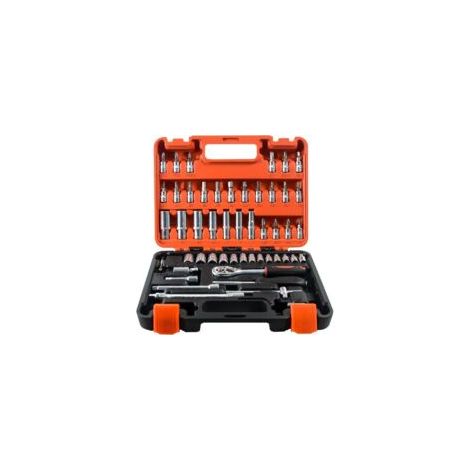 53-teiliger Steckschlüsselsatz mit 1/4-Zoll-Ratsche und Kunststoffkoffer für Auto- und Haushaltsreparaturen – Crezuo (1/4)