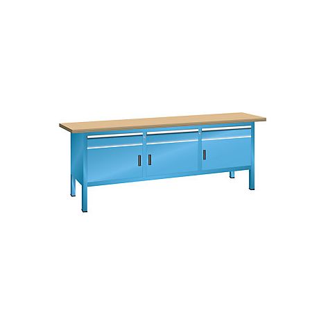 Banco de trabajo con tablero de haya maciza  bastidor modular 