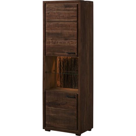 BARK 202 Vetrina in legno di acacia laccato / marrone 58x40x180