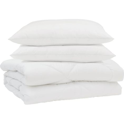 Duvet d'été simple avec oreiller 3 pcs Blanc Microfibre (1/5)