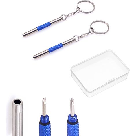 Ensemble de 2 mini tournevis porte-clés 3 en 1 pour lunettes (1/5)