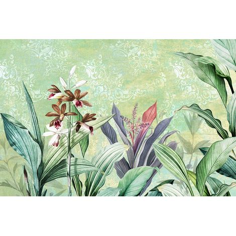 Papier peint panoramique - Feuilles Tropicales - 260 cm x 173 cm (1/2)