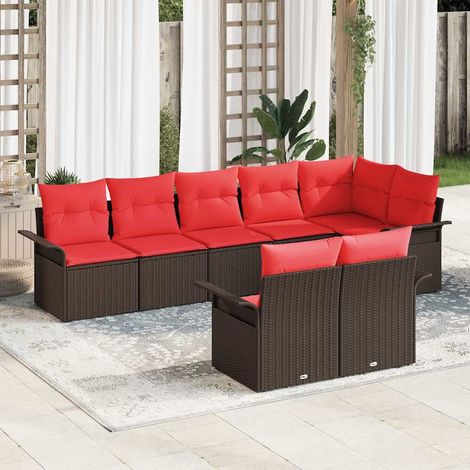 vidaXL Ensemble de canapé de jardin 8 pcs Marron polyrotin (1/5)