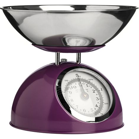 Premier Housewares 0807277 Bilancia da Cucina, 5 kg, con Ciotola in Acciaio Inox, Viola