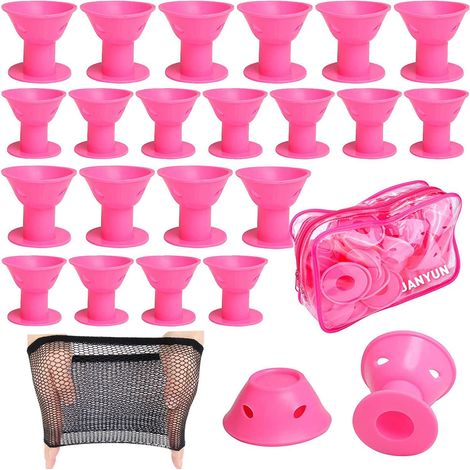 40 pièces fer à boucler rose magique, incluant 20 grands rouleaux en silicone et 20 petits rouleaux en silicone (1/5)