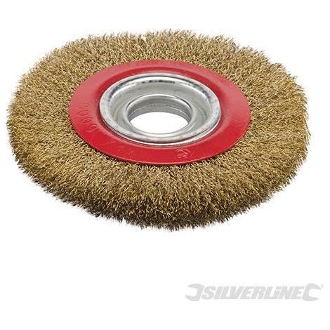 Spazzola a disco in acciaio ottonato per smerigliatrici da banco da 125mm offerta silverline-125 x 20mm