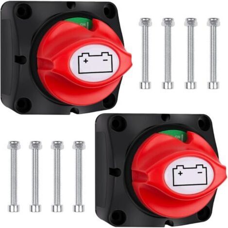 2 Pièces Coupe Circuit Batterie 12V 24V 48V coupe batterie ON-OFF, Master Switch batterie 200A interrupteurs de battrie pour Yacht Bateau Camion Bus Voiture Moto (1/5)