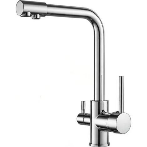 304 Stainless Steel Brushed Direct Drinking Pure Hot and Cold Water Multifunctional Kitchen Faucet - Electroplated Zinc Alloy Seven-Character Three-Way Faucet