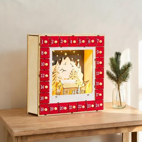 Décoration de Noël rouge en panneau multicouche 34 x 7 x 34 cm (1/5)