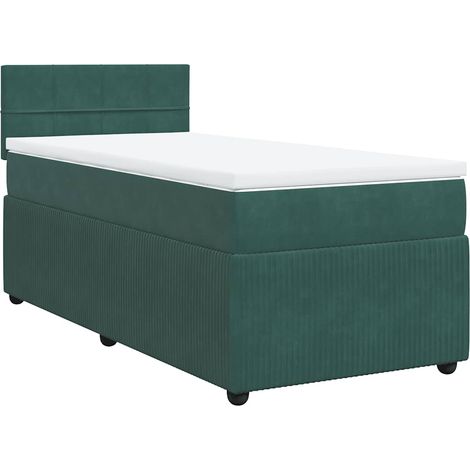 Cama box spring con colchón terciopelo verde oscuro 90x190 cm vidaXL (1/5)
