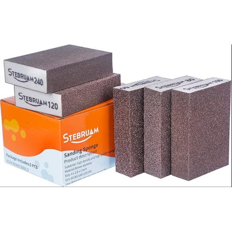 éponges de Ponçage,Blocs Patins éponge Sable,lavables et réutilisables,Papier abrasif pour métal (1/5)