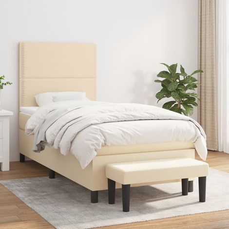 Boxspringbett mit Matratze Creme 100x200 cm Stoff vidaXL (1/5)