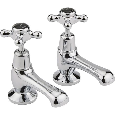 Hudson Reed Topaz Black Crosshead Basin Taps Dome Collar (1/2)
