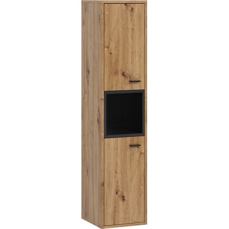 Armoire de toilette murale Baltesi 117, Noir + Chêne Artisan, À suspendre, Le nombre de portes: 2, 133x30x30cm, Stratifié, Nombre de tiroirs: 0