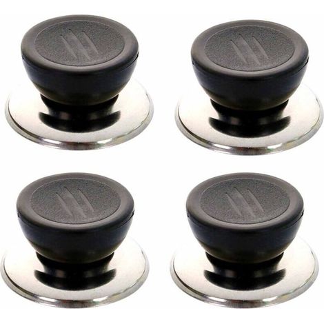 Un ensemble de quatre boutons de couvercle de casserole - boutons de remplacement universels pour couvercles de casserole, poignées de couvercle de casserole, adaptés aux ustensiles de cuisine.