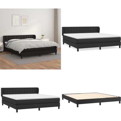 Sommier à lattes de lit avec matelas Noir 160x200 cm - Lit Double - Lit Plateforme - Tête De Lit Ajustable - Matelas À Ressorts Ensachés - Literie Noire - Home & Living