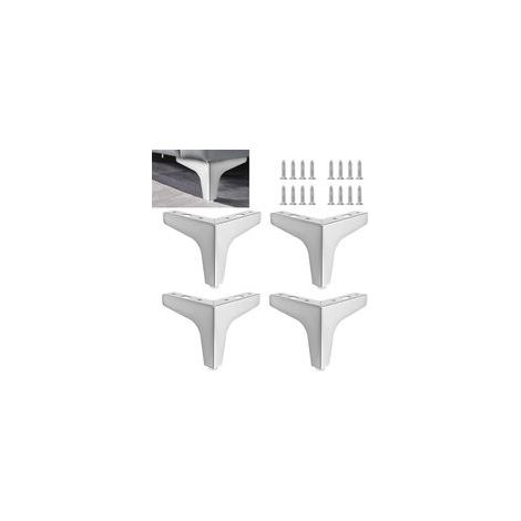 Pieds de Meubles en Métal Triangulaires, Charge Jusqu'à 800 KG pour Meuble Canapé Table Basse Meuble TV et Autres (4 inch（10cm）, Silver) (1/5)