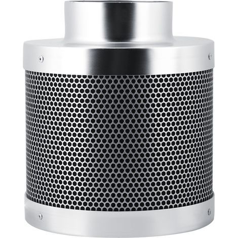 4-Zoll (200 mm) Edelstahl-Aktivkohle-Geruchsfilter für Abluftanlagen zur Beseitigung von Staub in der Luft für den hydroponischen Pflanzenanbau. (1/5)