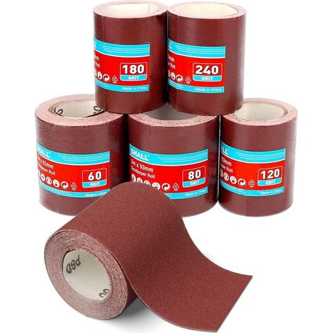 Schleifpapier Aluminiumoxid 5 Rollen 60 80 120 180 Schleifpapierrollen (1/5)