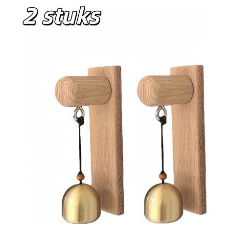 2 Stück Türklingel Windspiel Türklingel für Ladenbesitzer Vintage Windspiel aus Holz Messingglocke Selbstklebend für Ladentürklingeln Gelb (1/5)