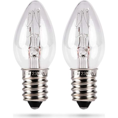 2er-Pack 7W E14 Glühbirnen - 7W Glühbirne für Nachtlichter, Salzkristalllampen, Salzsteinlampen, Nähmaschinen, Vitrinen - Mini 7W Glühbirne - 40 Lumen