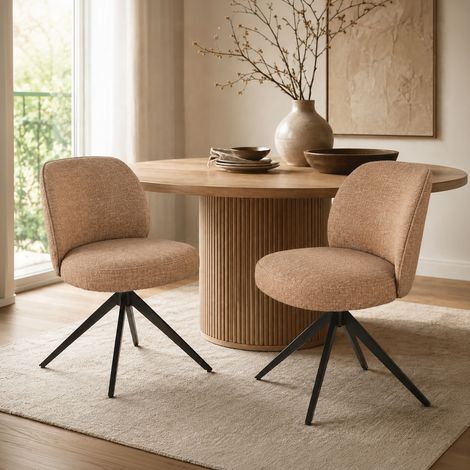 Lot de 2 chaises pivotantes 51x41x89 cm en tissu camel - ISYS (1/5)